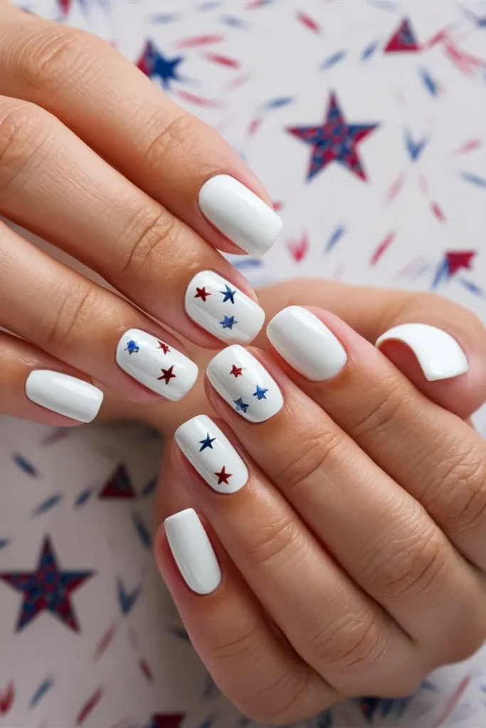 Minimalist Patriotic Lines Nail Art for 4th of July
