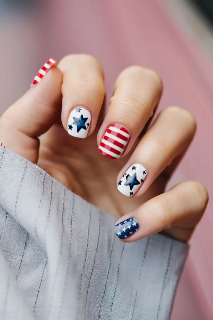Classic Stars and Stripes Nail Art for 4th of July
