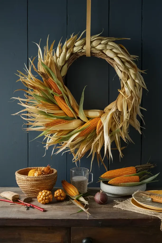 Harvest Season Charm with Corn Husk Decorations