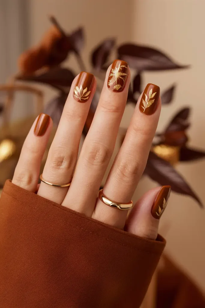 Autumn Chic Burnt Orange Nail Elegance 🍁 1