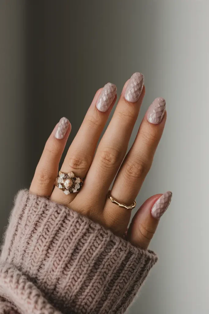 Cozy Up with Textured Knit Nails This Fall 🍁