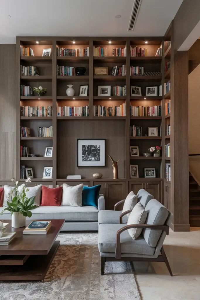 Elegant Built-In Bookshelves for Your Living Room