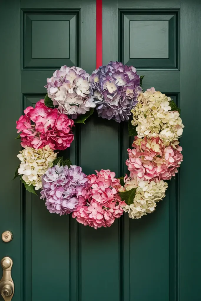 Vibrant Spring Hydrangea Wreath