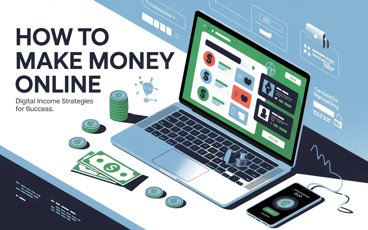 Online income ideas illustration